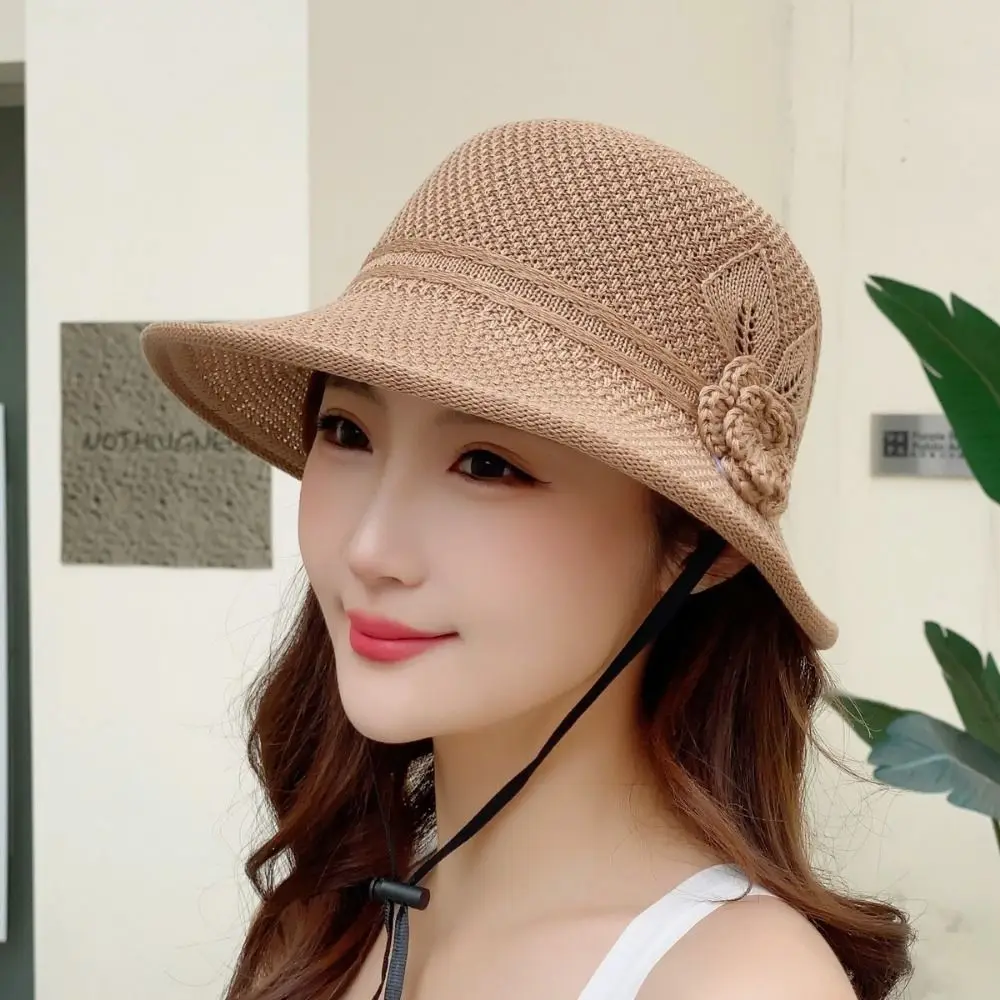 

Handmade Sun Protection Flower Pearl Woven Hat Foldable Braided Flower Sun Hat Adjustable Breathable Weave Bucket Hat Travel