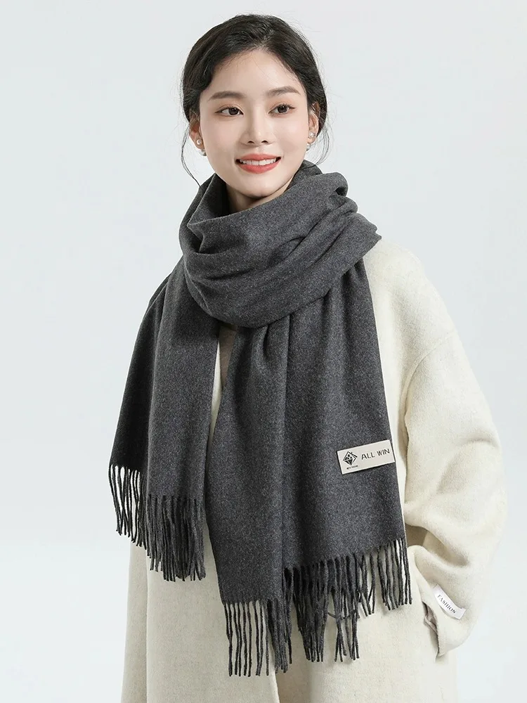 

Camere Scarf ex Long Thi Winter Warm Color Wool Tassel High End Ne Warmer Versatile Faionable Korean Sle
