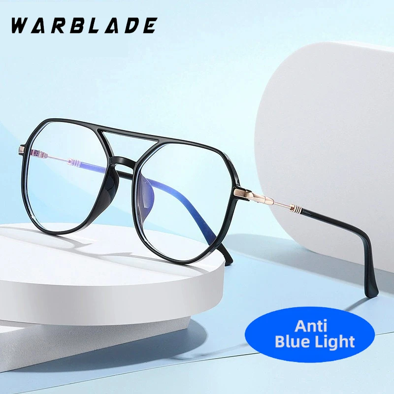 

New Luxury Pilot Big Frame Double Bridge Computer Women Men Eyewear Trending Brand Reading Optical TR90 Anti-Blue Light Glasses
