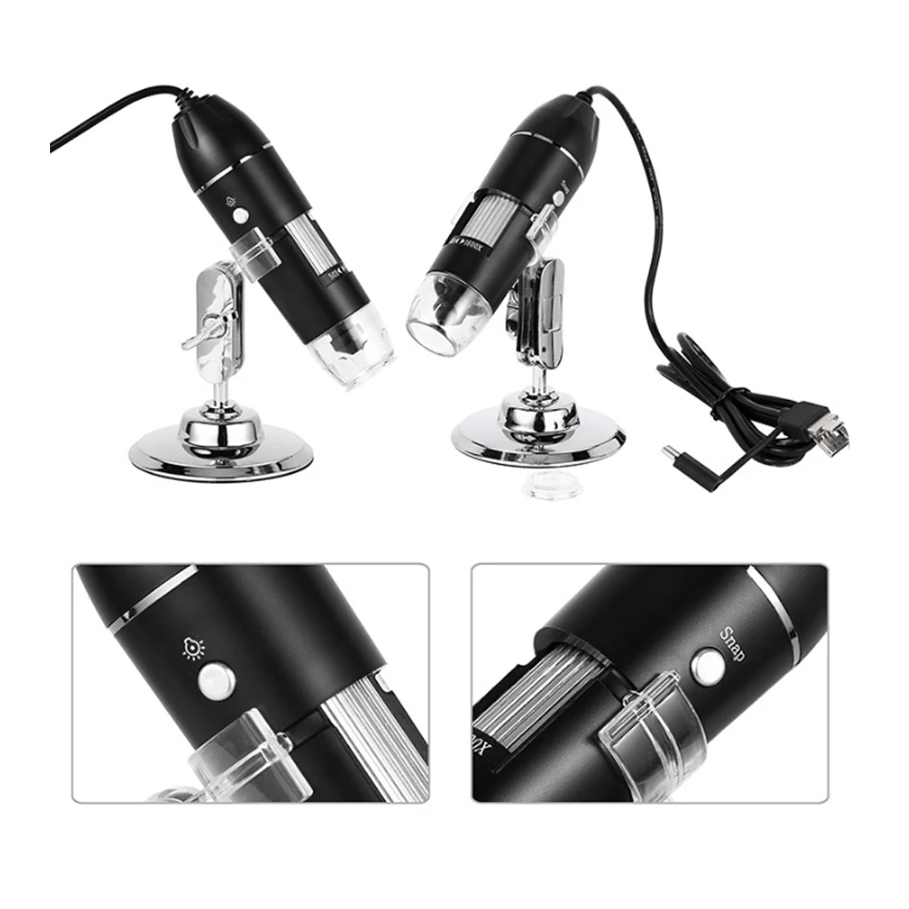 3 In 1 Portable 1600X Adjustable USB Digital Video Microscope Type C For Industrial Repair