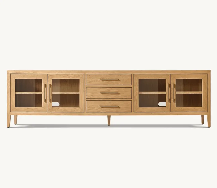 

# Hot Sale Luxury Home Living Room Furniture High Quality Wooden Glass 4-Door Media Console With Drawers