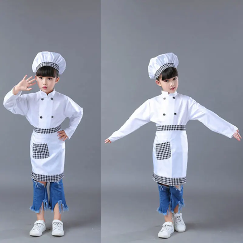 Uniforme de Chef para niños, gorro de cocina, chaquetas de trabajo, restaurante para niños y niñas, disfraz de Cosplay para fiesta puesta en escena de Halloween
