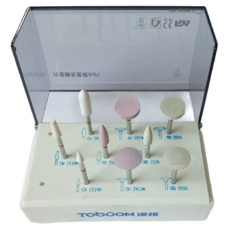 

Toboom HP0209D Hi-Gloss Porcelain Polishing Kit for Low Speed Straight Handpiece Silicon Rubber Diamond Polishers Extraoral Use