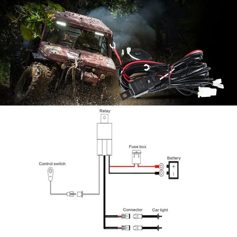 

Wiring Harness Wiring Harness Kit Led Light Bar Offroad Driving Work Electric 18Awg Waterproof Replacement Lightbar Lighting For