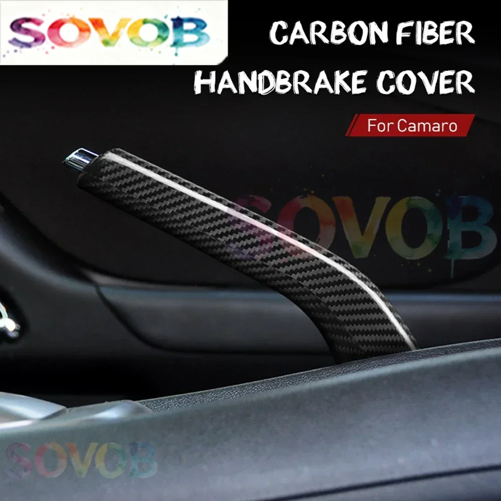 Real Dry Carbon Fiber For Chevrolet Camaro 2010-2015 Car Handbrake Grips Protective Cover Trim  Auto Interior Accessories