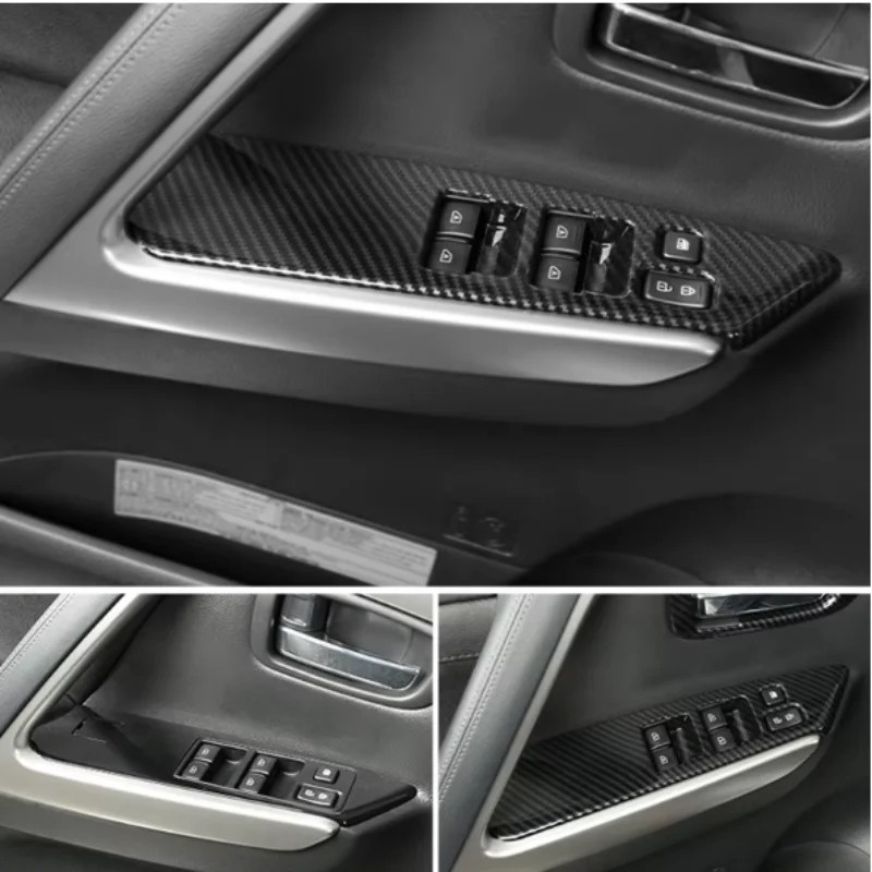 

LHD For Mitsubishi Pajero Sport 2020-2022 Car Carbon Fiber Window Glass Lift Button Trim Switch Cover Door Armrest Panel Sticker