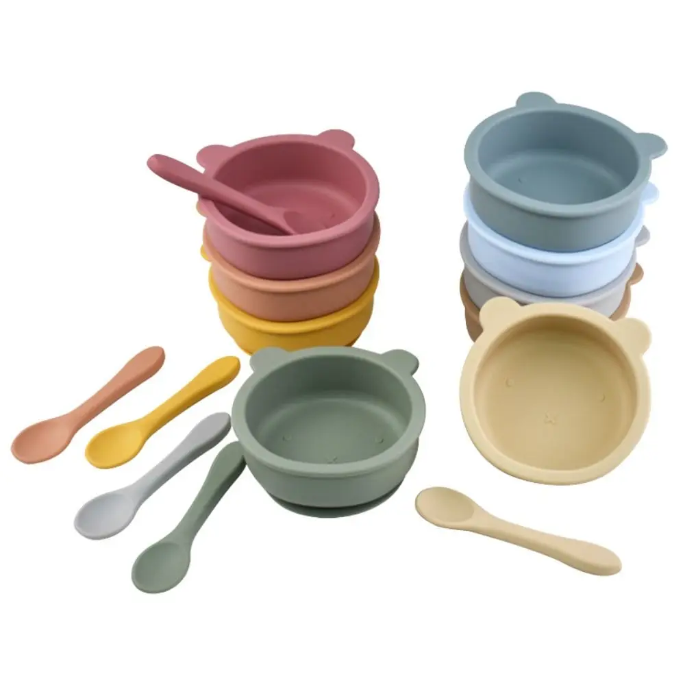 

Portable Silicone Suction Bowls Waterproof Flexible Feeding Bowl Set Bear Shaped Lightweight Feeding Tableware Toddlers