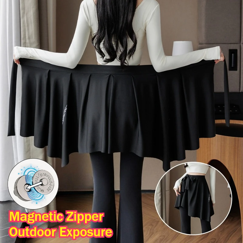 Woman Magnetic Button Sexy Black One-Piece Skirts High Rise Slim Fit Cover Up Casual Above Knee Mini Dress Outdoor Exposed Cloth
