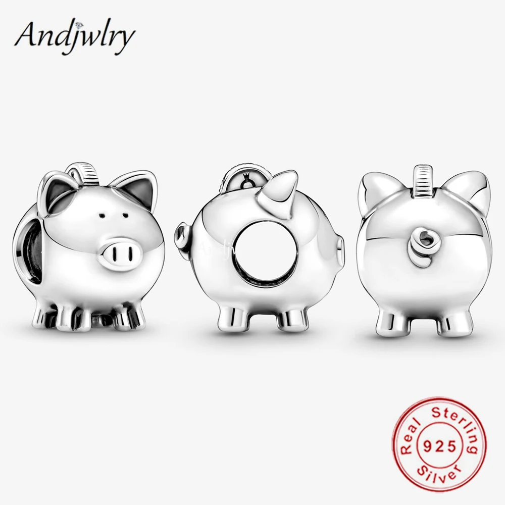 

Fit Bracelet Animals Cute Piggy Bank Charm Silver 925 Original Pippo the Flying Pig Charm Bead Bangle Necklace Jewelry Berloque