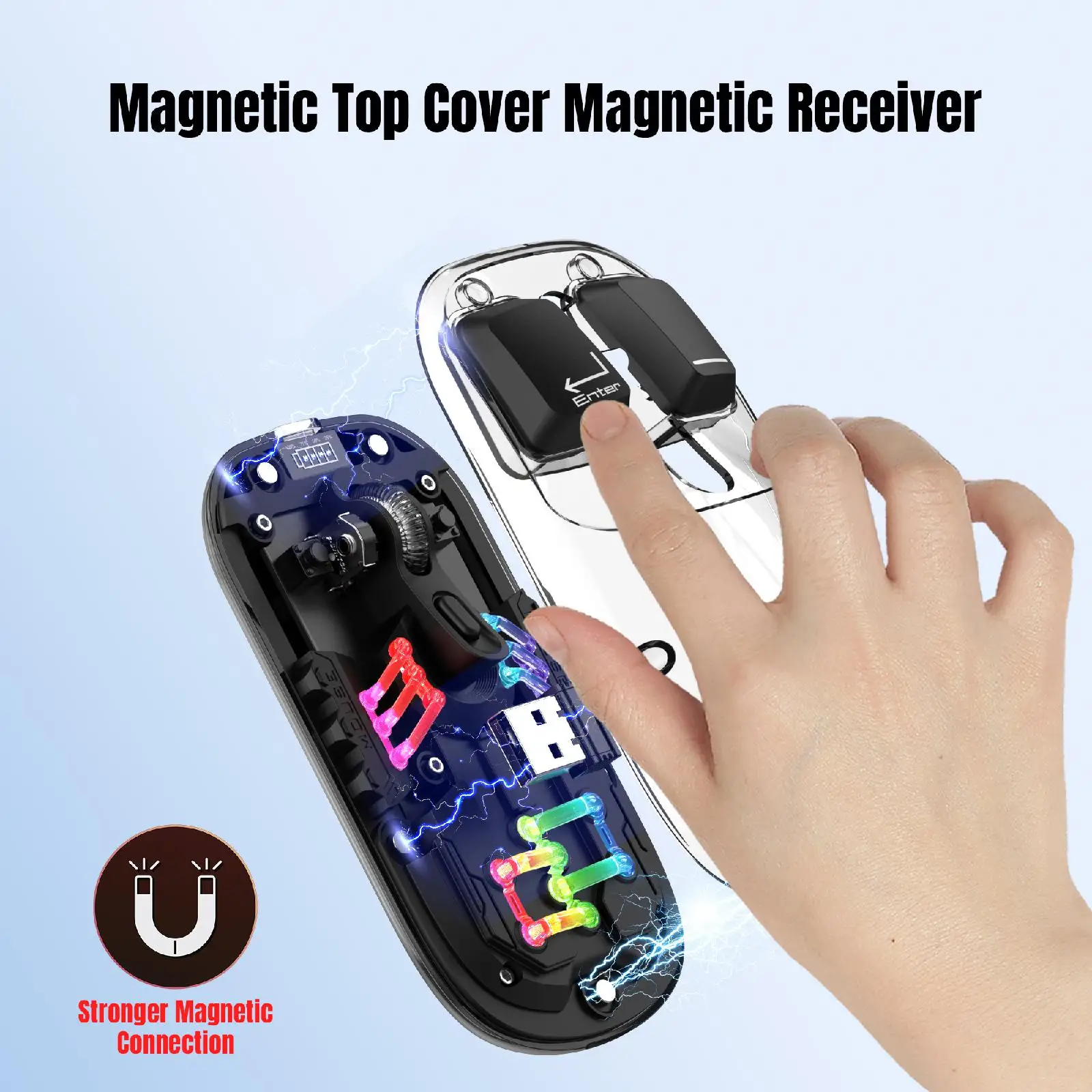 LED Wireless Mouse Rechargeable Home Dual Modes Connection Transparent Mouse