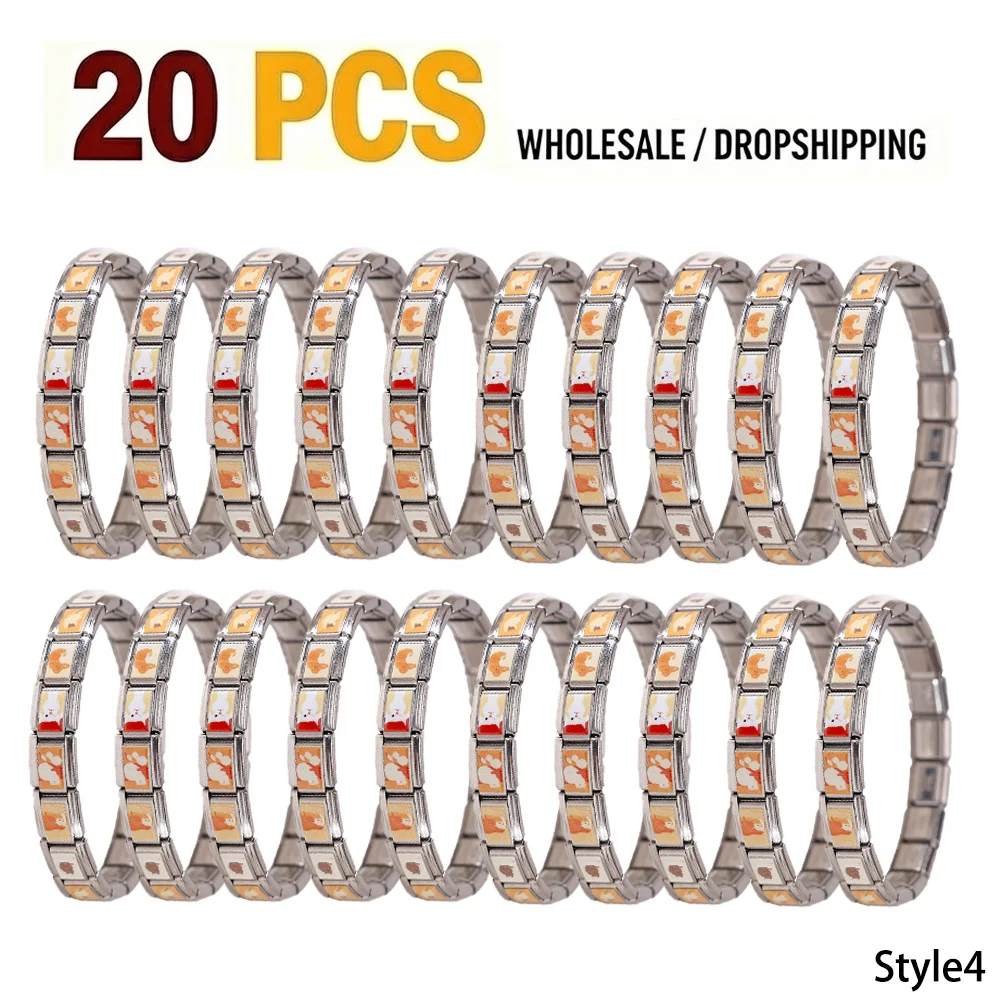 20PCS 9mm Wholesale Stainless Steel Italian Charm Bracelet Bulk Lot Modular Composable New Art Style Jewelry for Dropshipping