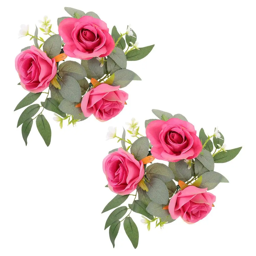 

2Pcs Artificial Rose Wreath Lightweight Decorations for Wedding Party Table Floral Arrangement Venue Layout