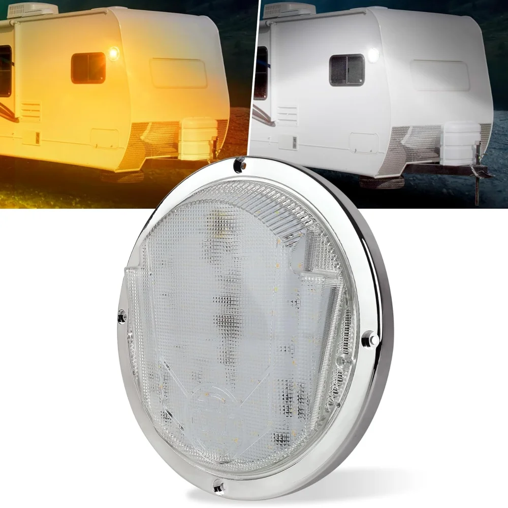 MOVOTOR 2 Color Round Exterior Light 8.5 Inch Round Scare Porch Light Surface Mount Fixture for RV Trailer Fifth Wheel Camper