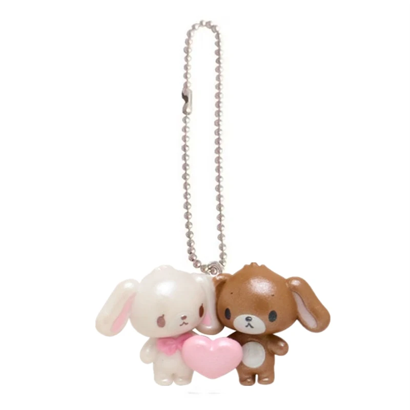 

Sugarbunnies PVC Keychain Ball Chain Shirousa Kurousa Heart Bunny Kawaii Cute Small Keychains Mascot Keyholder Small Gift