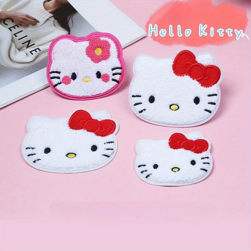 

4 шт. Sanrio для вышитых нашивок hello kitty, милые нашивки для шитья, пришивные/железные аппликации, аксессуары для самостоятельного изготовления, простые в использовании