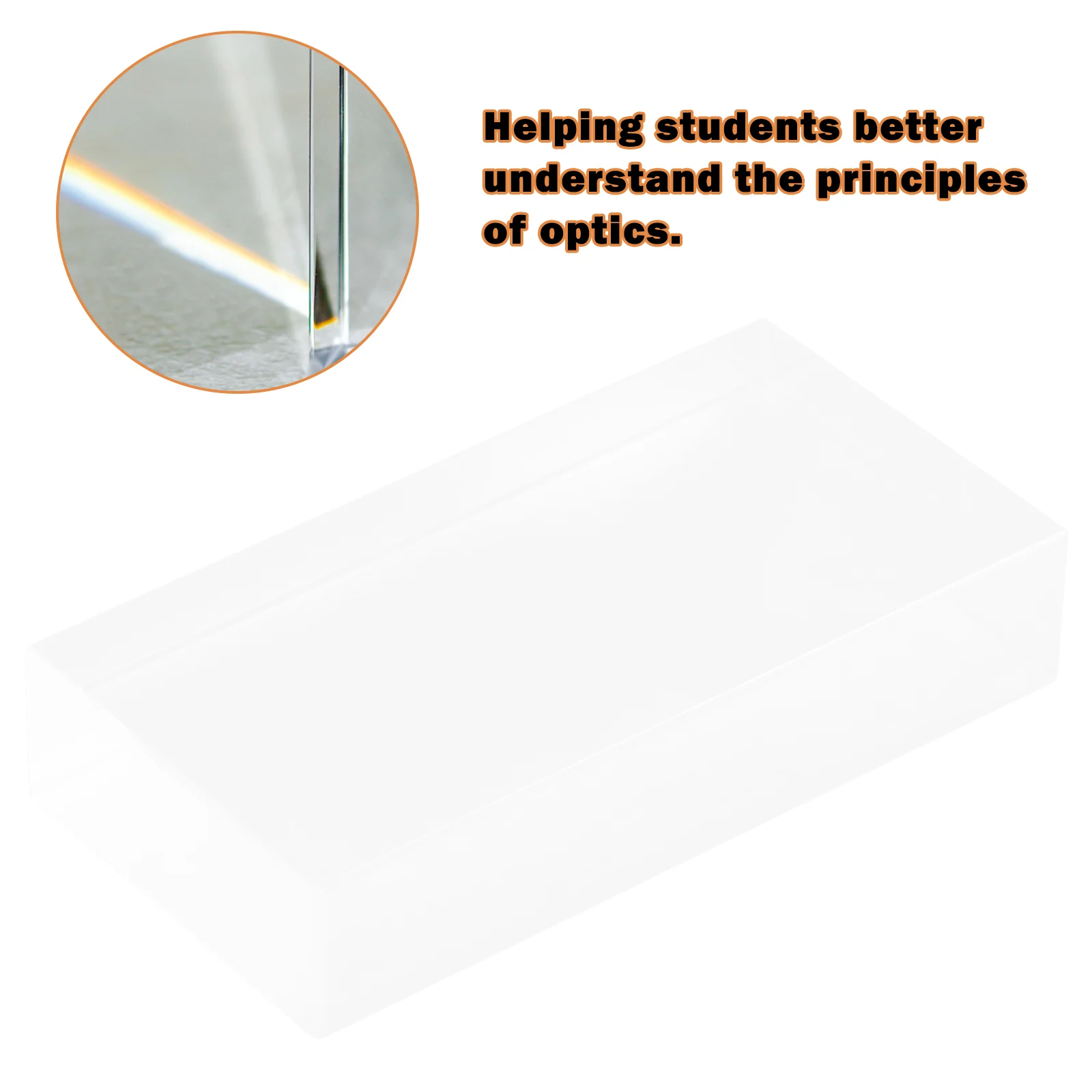 Rectangular Glass Brick Refraction Block Experiment Equipment Blocks for Crafts Teaching Instrument