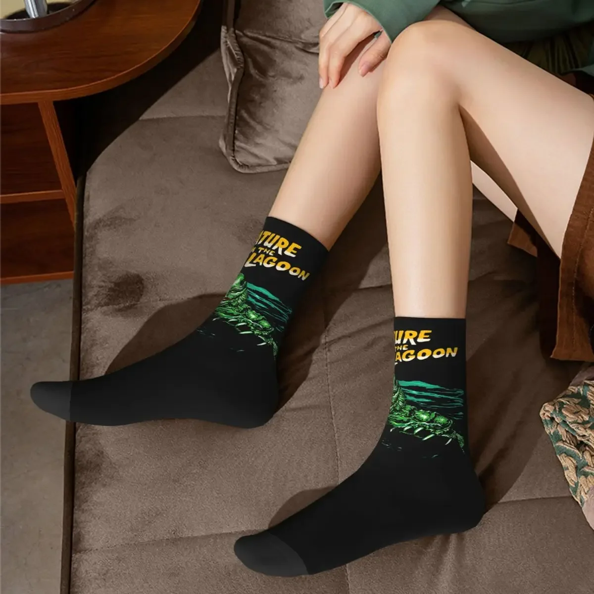 Cremobile-Chaussettes drôles de la lagon noir pour hommes et femmes, mode Harajuku, printemps, été, automne, hiver, respirant, elin