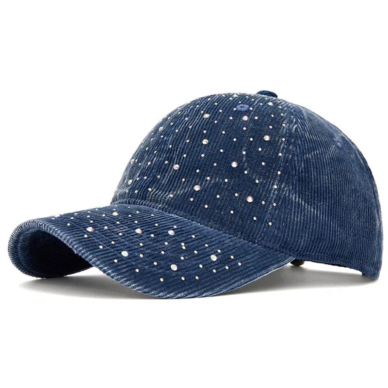 New Autumn Corduroy Cotton Baseball Caps For Men And Women Personality Retro Diamond Inlaid Camping Party Hats gorras 모자 кепка