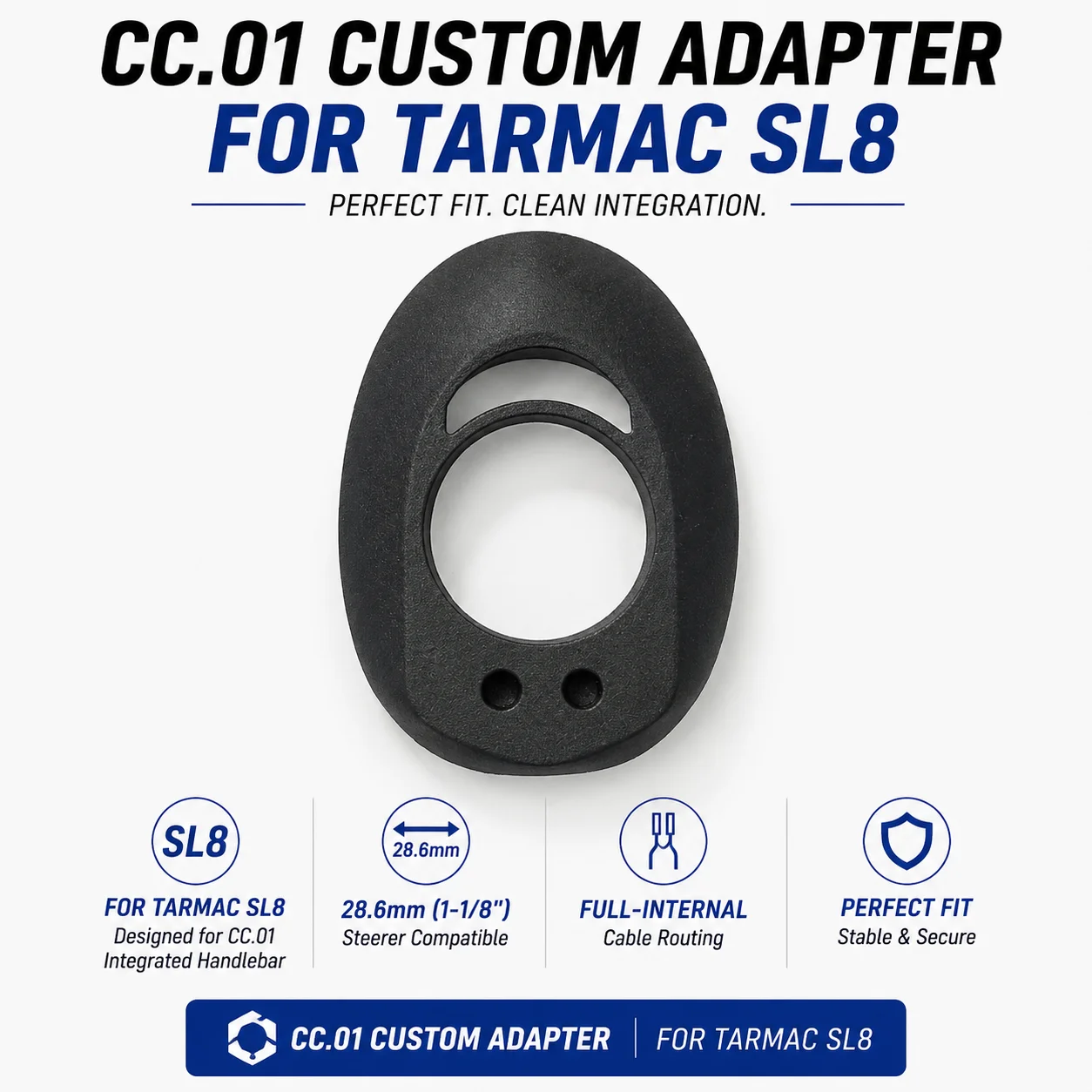 CC.01 T1000 Carbon Integrierter Rennrad-Lenker 28,6mm Interne Kabelführung Maßgefertigter Rahmenadapter für SL7 SL8 Madone Dogma – Detail 3