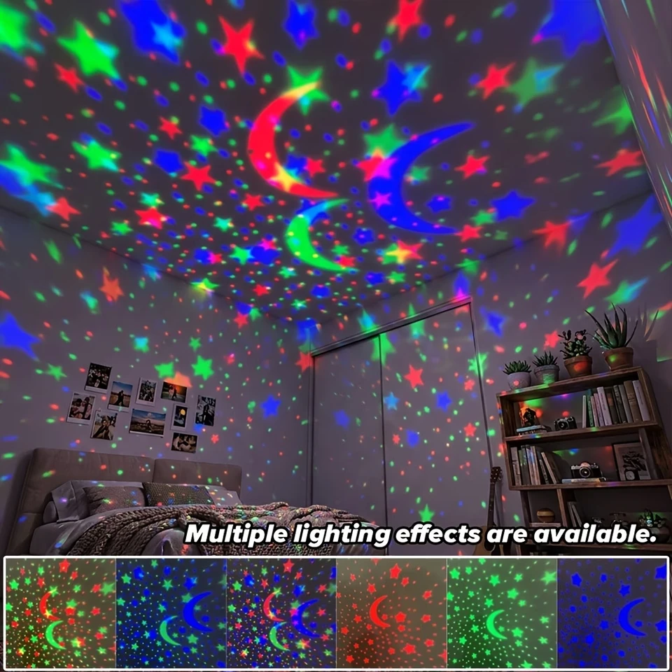 LED Starry Sky Night Lights USB Projector Lamp Magic Ball Moon Star Christmas Lights Home Room Atmosphere Decorations, image 3