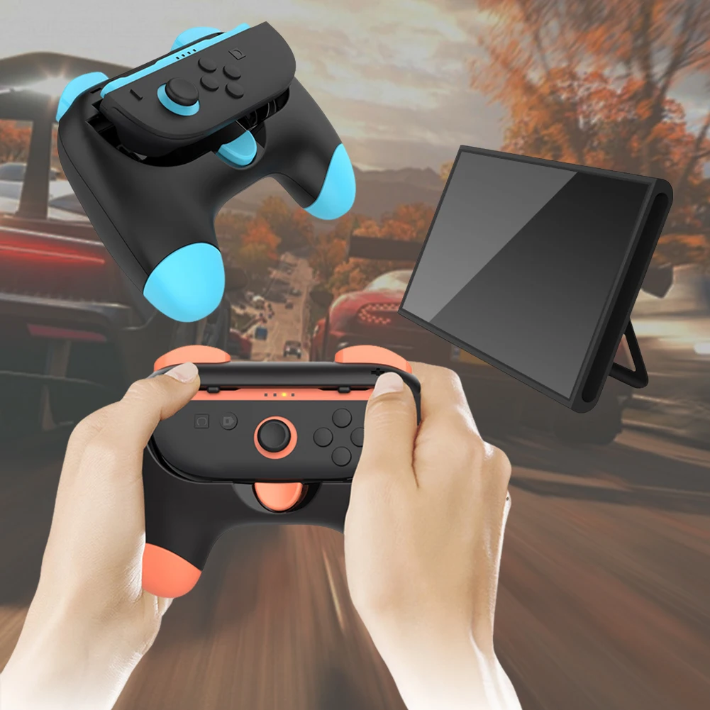 

4 PCS Racing Steering Wheels and Hand Grips for Nintendo for Switch 2 Joy-Con ABS Handle Stand Holder Game Handle Hand Grip Case