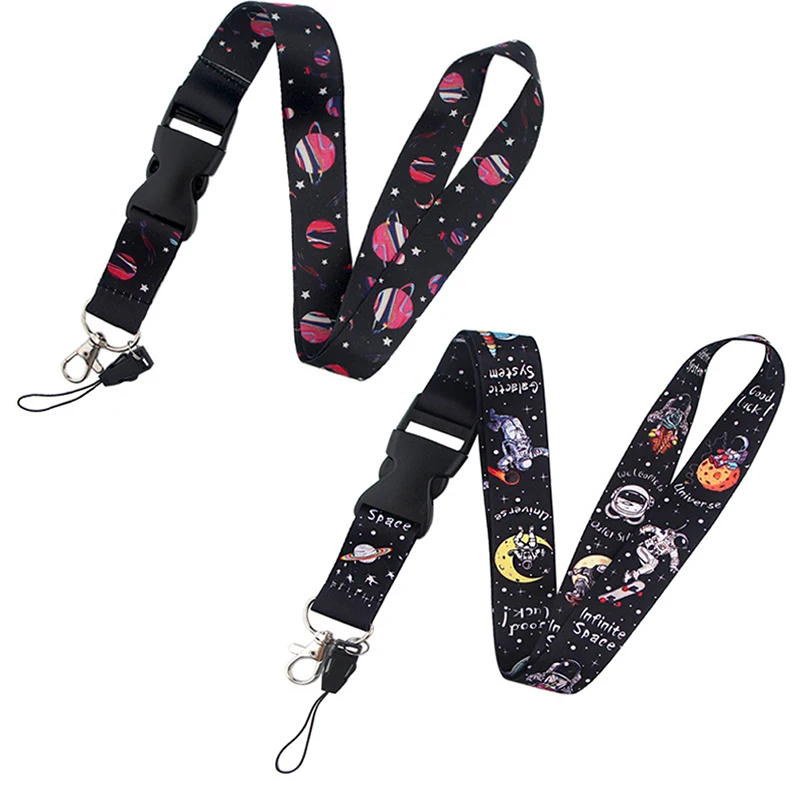 Universe Astronaut Lanyard Keychain Phone Hang Rope Webbing Strap Keyring Holder