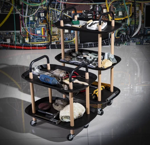 Tool trolley, lightweight resin integrated tray, table side trolley