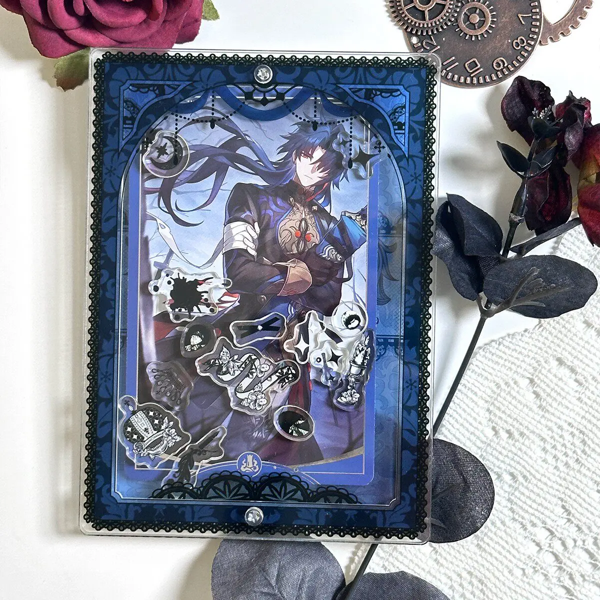 Apple Theme 5 Inch Acrylic Shaker Beads for Card Frame, Gothic Style Vintage Lace Elements Goods Display & Storage Case