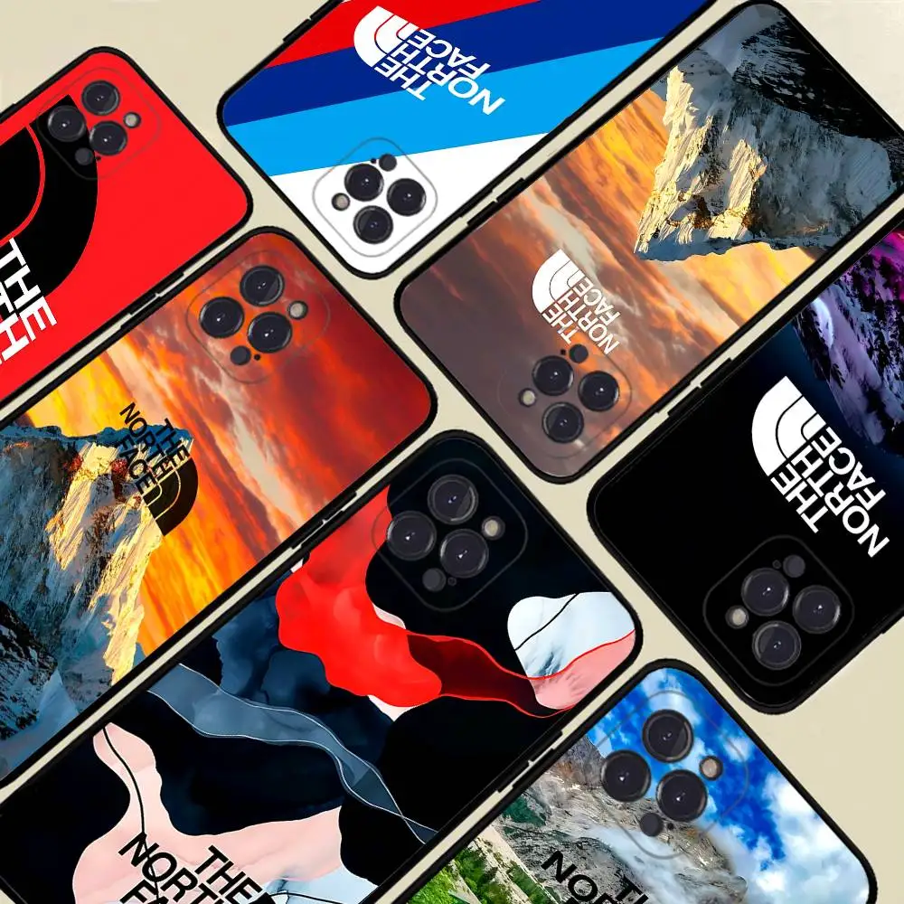 Funda Protectora para Teléfono con Logotipo de The North Face, Negra, Suave, para iPhone 16, 15, 14, 13, 11, 12, 17 Pro Max, Mini, Plus