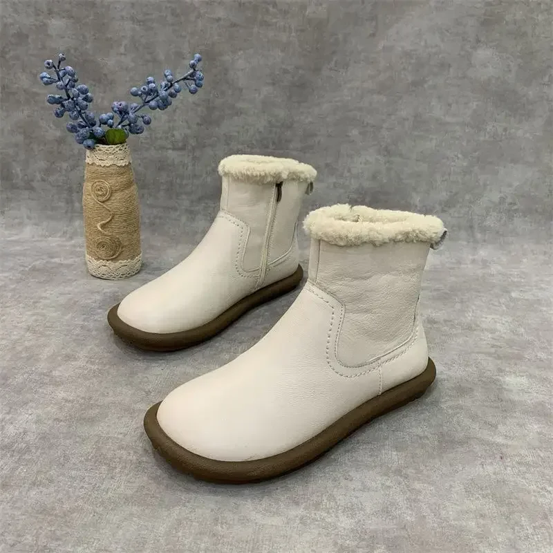 Booties Ankle Round Toe Ladies Shoes Plus Warm Anti Skid Demi-season Spring 2024 Women's Snow Boots Padded Trend on Offer Slip