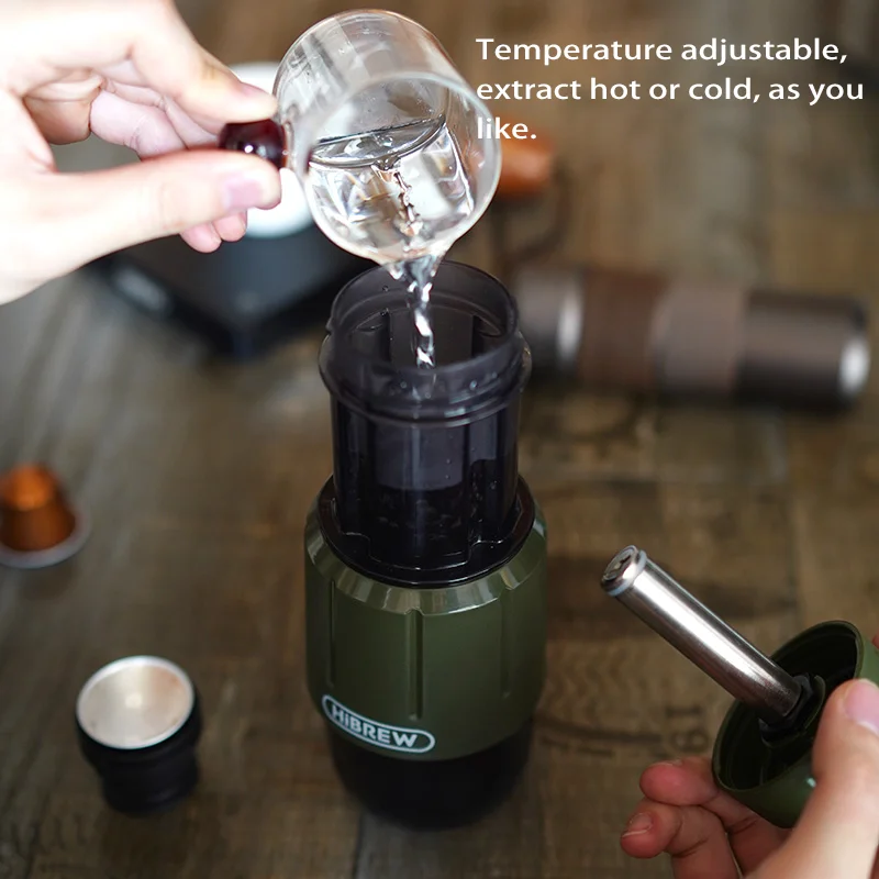 HiBREW 2 in 1 ポータブルコーヒーマシン温水/冷水手動エスプレッソ
