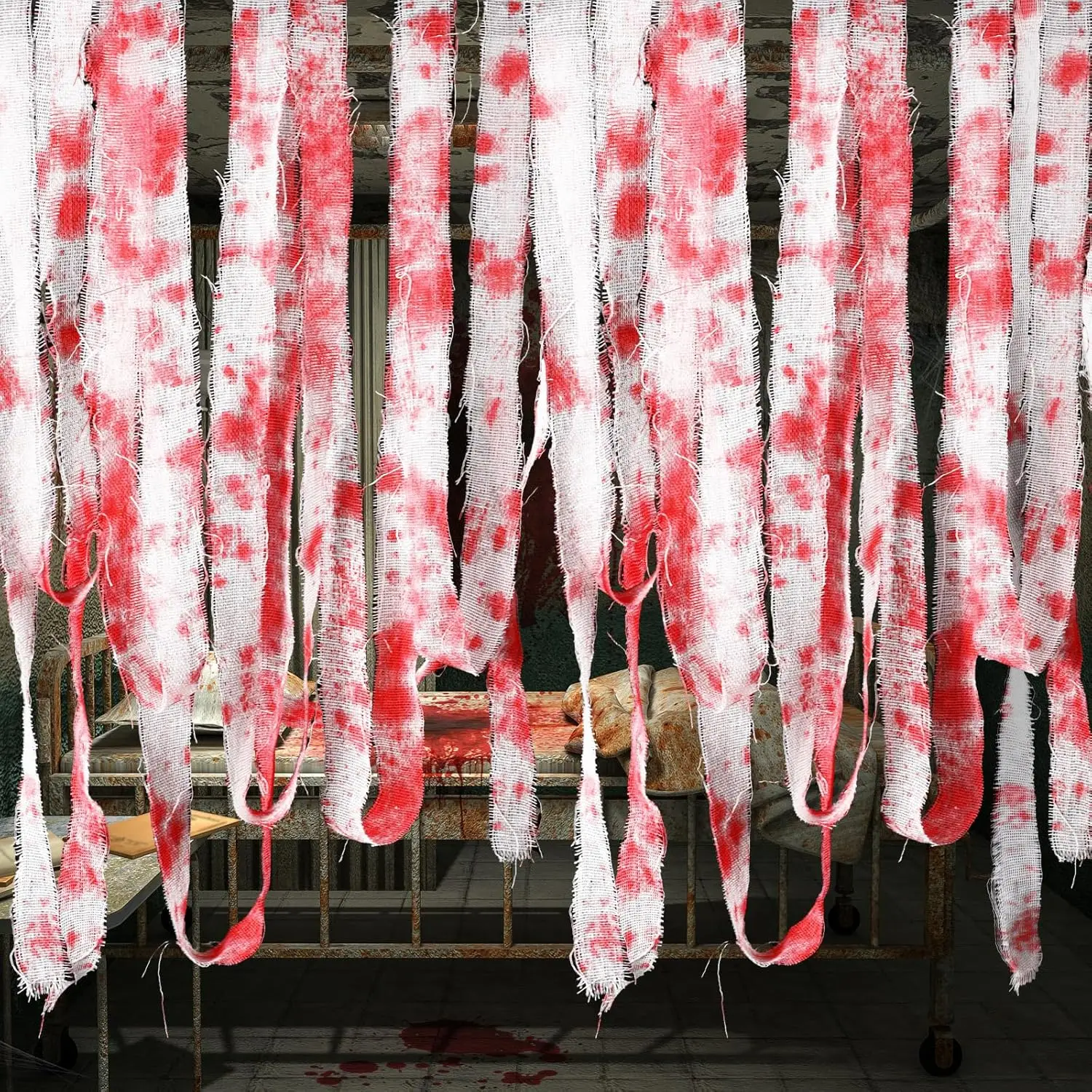 قماش دموي زاحف من الهالهالهالاويون ، قماش شاش مخيف ، قماش مخيف ، شريط ثني دموي ، ديكور ستارة لمدخل حفلات الهالهالهالاين ، 3 5 م #1