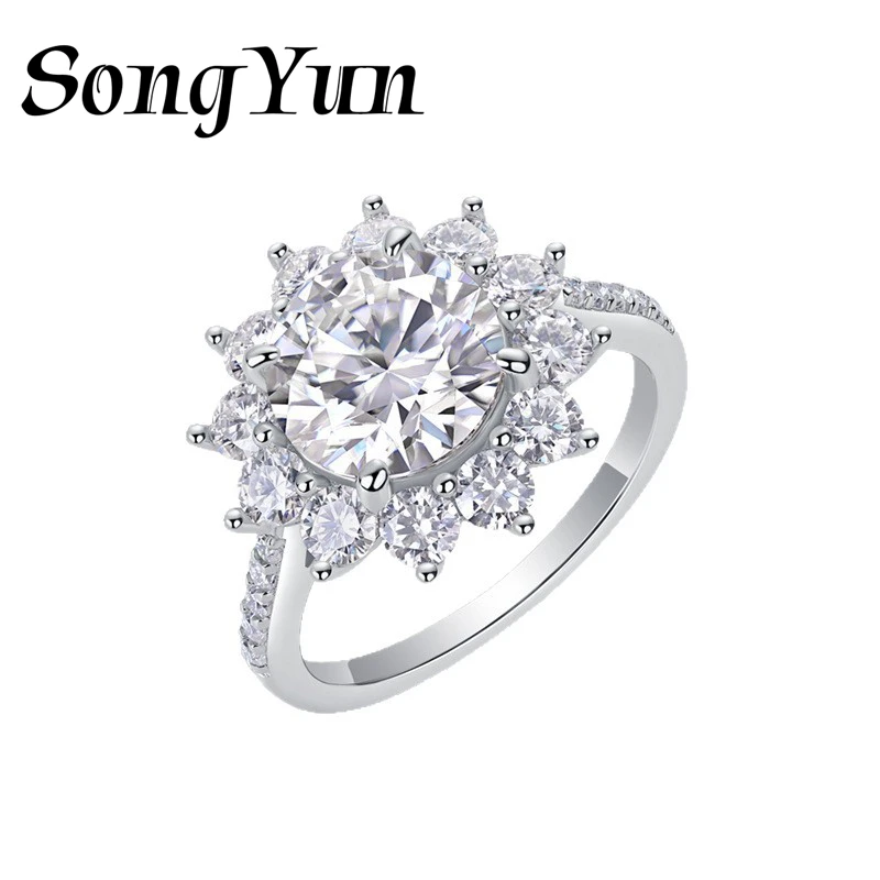 

SONGYUN Designer Jewelry 925 Sterling Silver Ring Moissanite Chic Ring Fiancee 18K Real Gold Plated SYT Patent Fine Jewellery