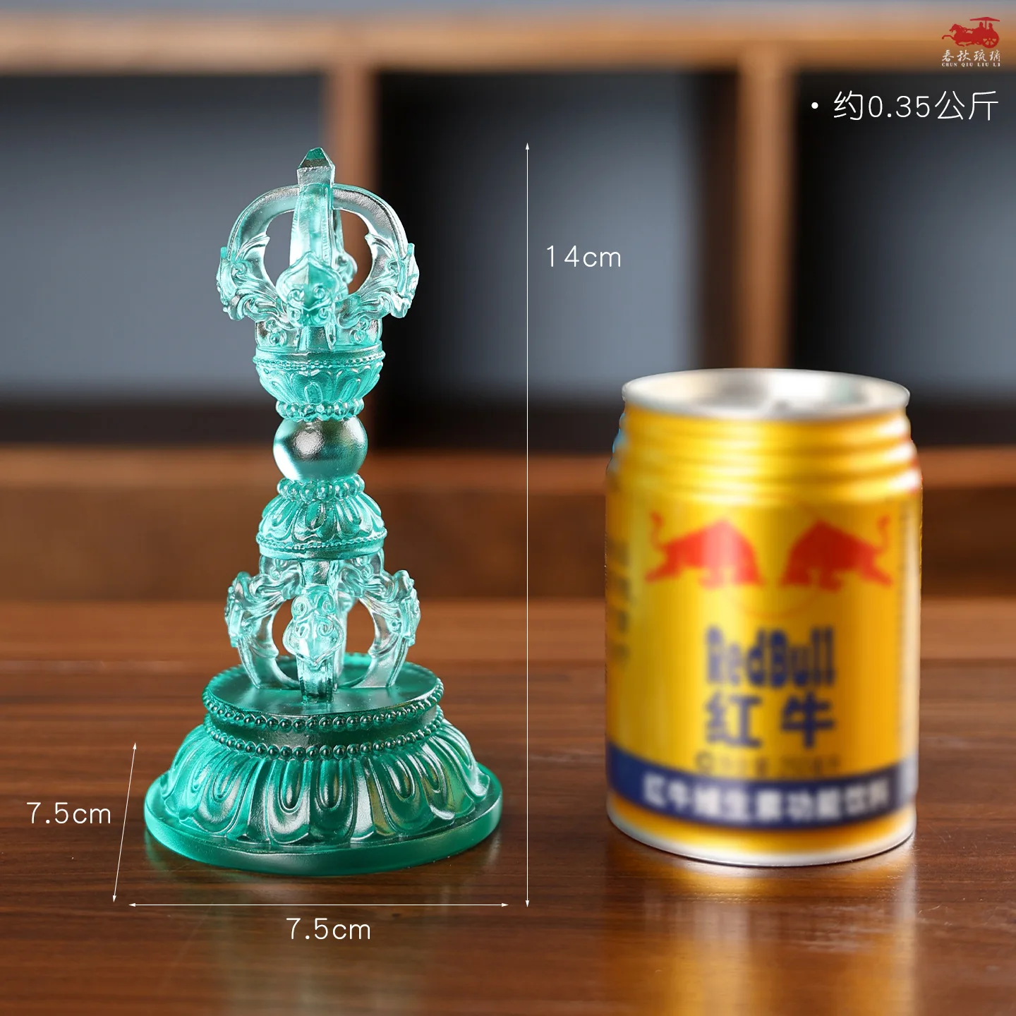 Colored Glass Five-Pronged Vajra Tibetan Buddhist Demon-Subduing Vajra Peace Wealth Attraction Lotus Base Decorative Ornament