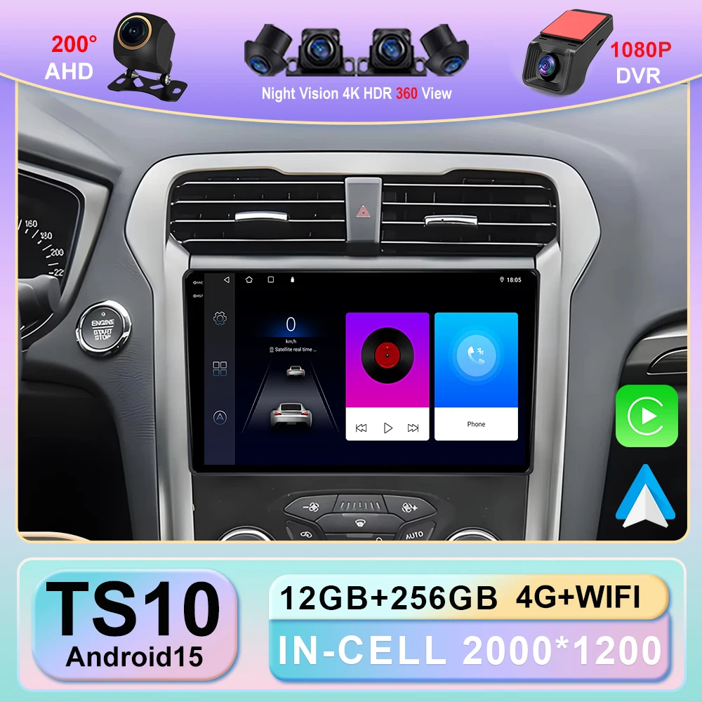

Автомагнитола для Ford Mondeo 5 2014-2019 Android, мультимедийный проигрыватель с радио, видеоплеером, GPS, беспроводной, для Carplay, автомагнитола на Android, без DVD, типоразмер 2DIN