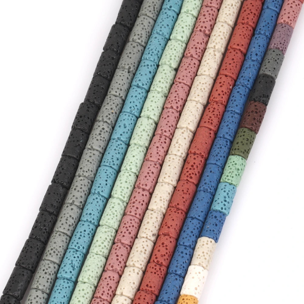 6x10mm Cylinder Natural Volcanic Rock Lava Stone Beads For Jewelry Making Loose Spacer  DIY Bracelet Nacklace Bracelet Handmade