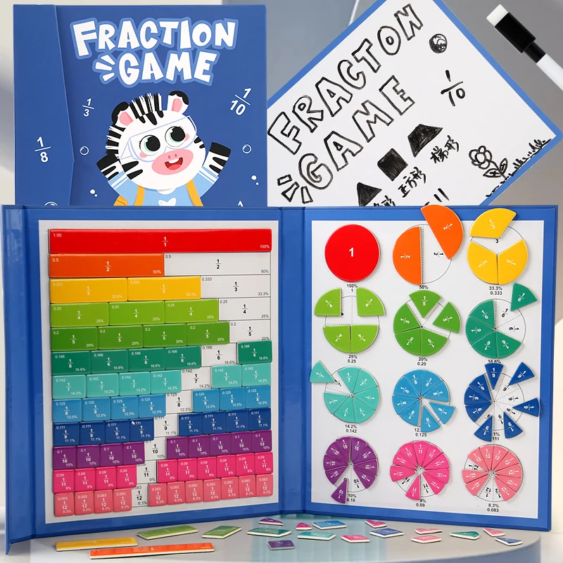 

Magnetic fractional puzzle. Help children understand mathematics and assist in learning arithmetic math tools.gifts.