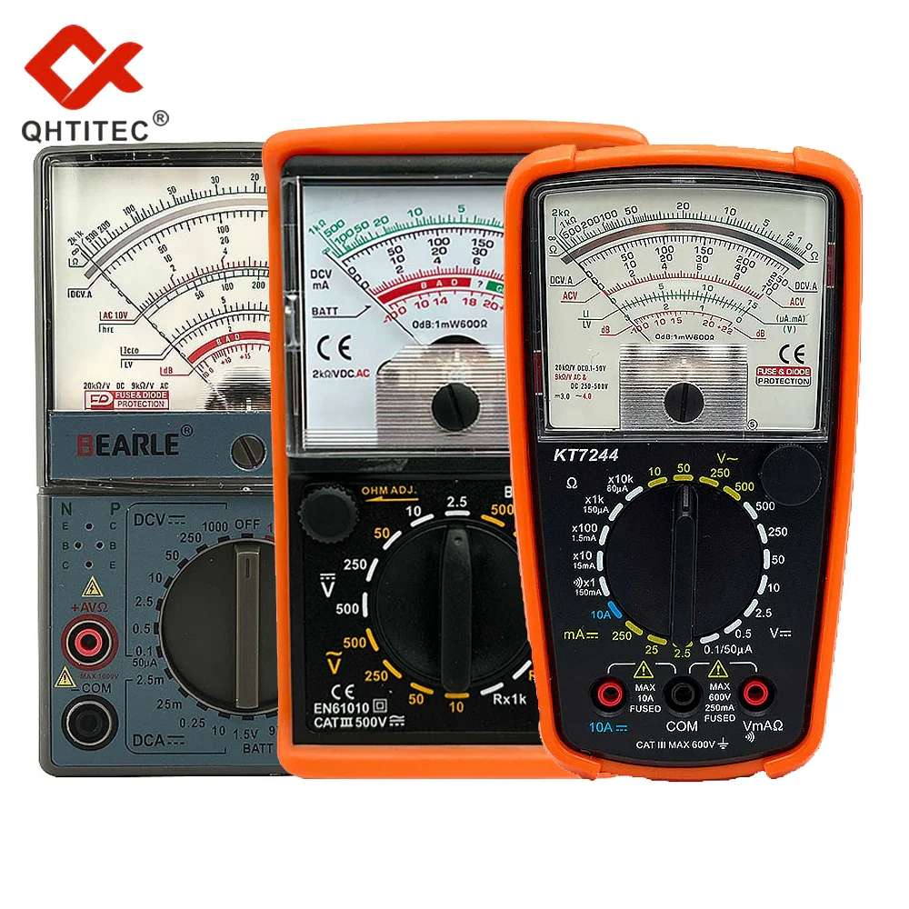 

QHTITEC Analog Multimeter AC DC Voltage Meter Ammeter Resistance Meter 3 In 1 Handheld Tester Electrician Professional Tools