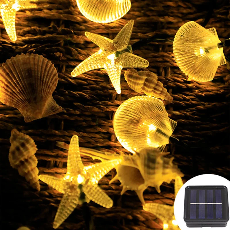 Y2K Solar String Lights Courtyard Christmas Decorations 2023 Acrylic Shell Led Lights Outdoor Waterproof Powered Patio Light 301