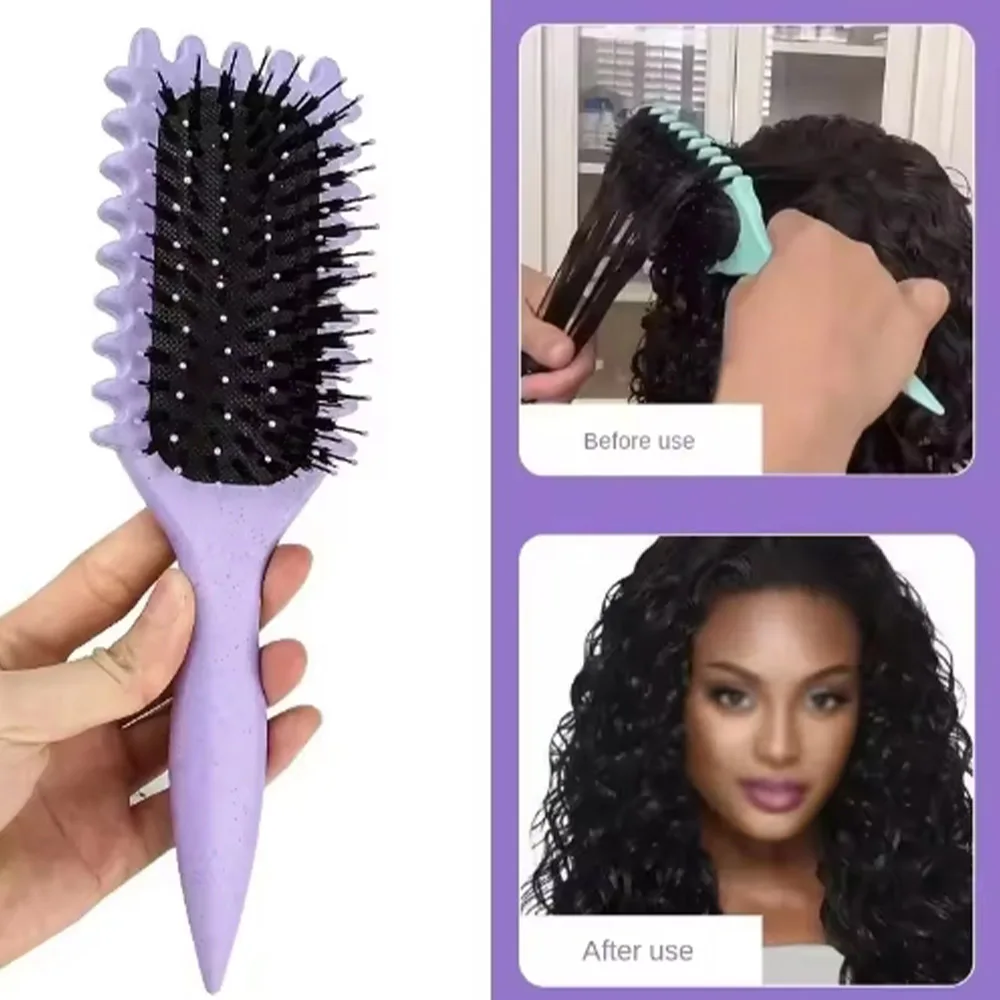 Spazzola per capelli ricci per styling da salone Spazzola per capelli arricciacapelli per pettinare e modellare i riccioli da uo #3