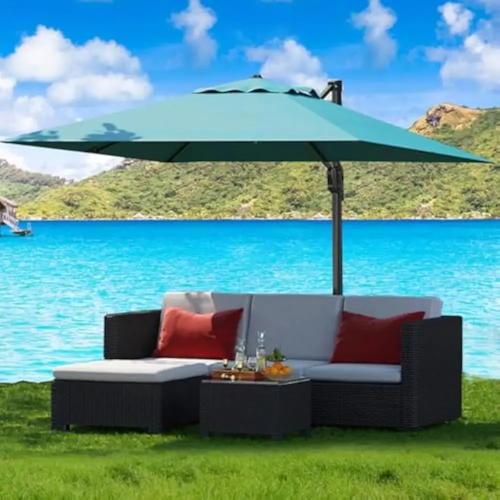 

10' X 10' Large Cantilever Patio Umbrella, Heavy Duty Aluminum Cantilever Offset Outdoor Umbrella w/360-Degree Rotation