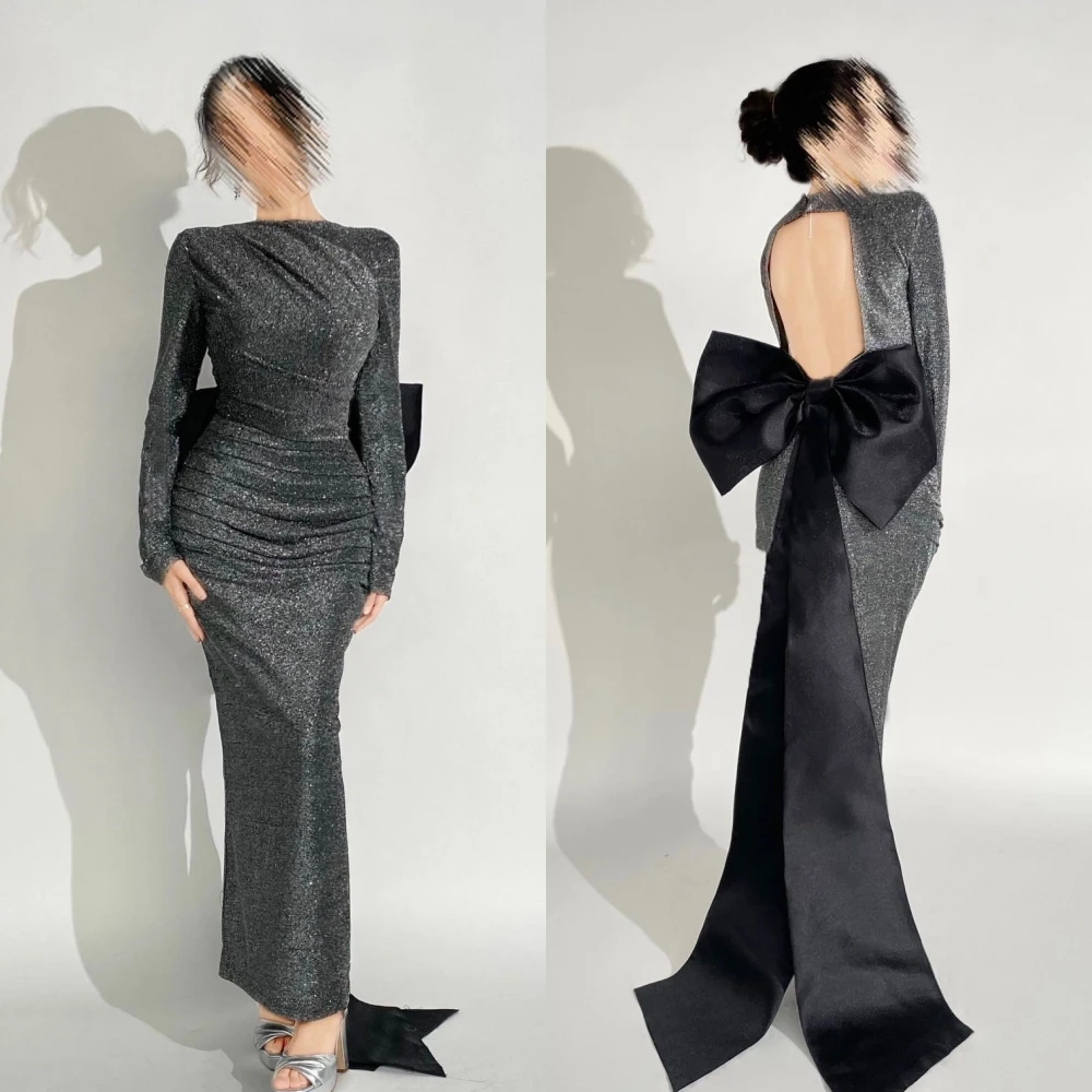 Robes de cocktail fourreau à col haut, robes de cocktail sexy personnalisées, nœuds, dos ouvert, étreignant, jupes longues, charmeuse de soirée