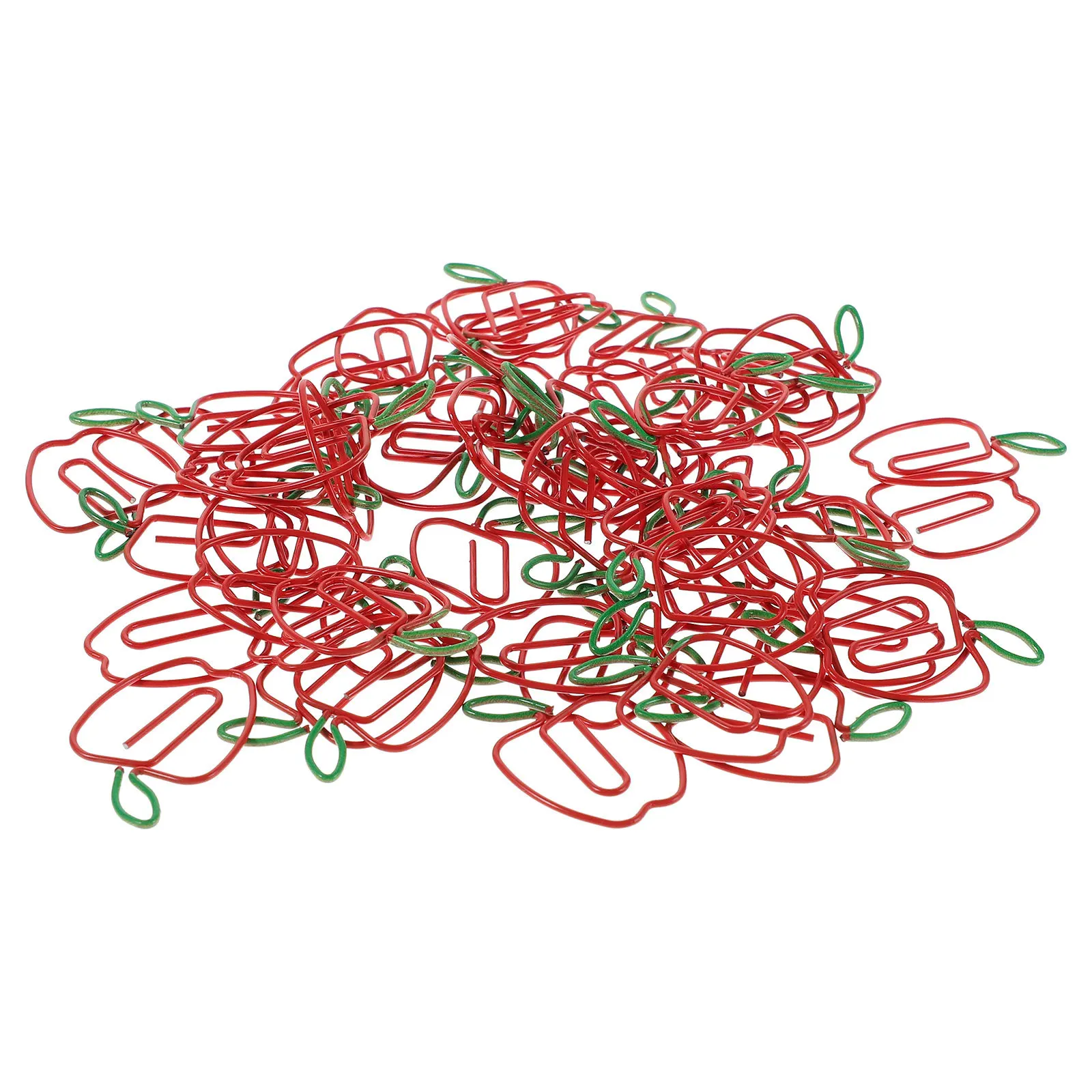 

100Pcs Creative Apple Shaped Metal Paper Clips for Journals Bookmarks Documents Cute Office Decorative Clips Paperclips Small