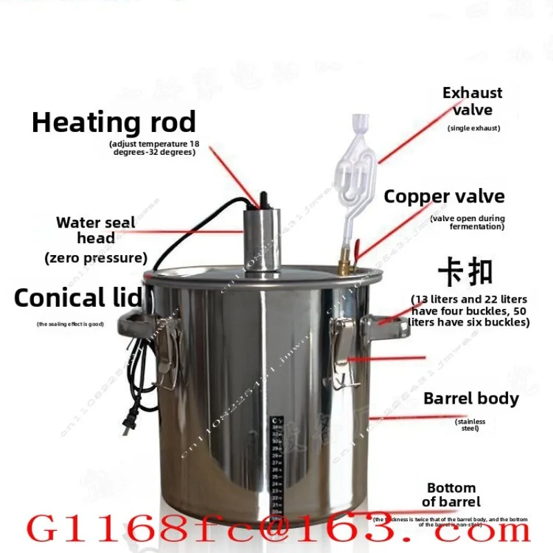 Fermentation bucket, constant temperature stainless steel heated steaming machine fruit enzyme bucket