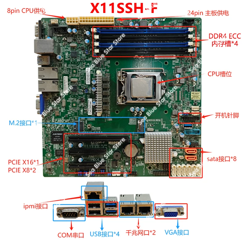 

Основная плата сервера X11SSH-F X11SSM-F Основная плата 1151-контактный одиночный nas б/у детали для разборки