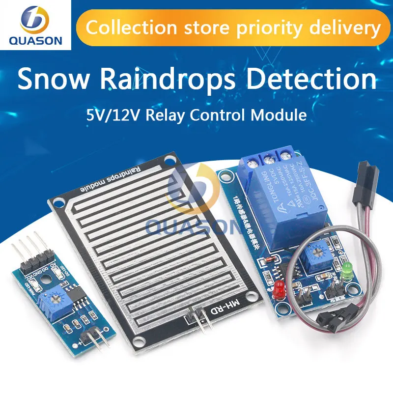 Rain water sensor module + DC 5V 12 Relay Control Module Rain Sensor Water Raindrops Detection Module forArduino robot kit