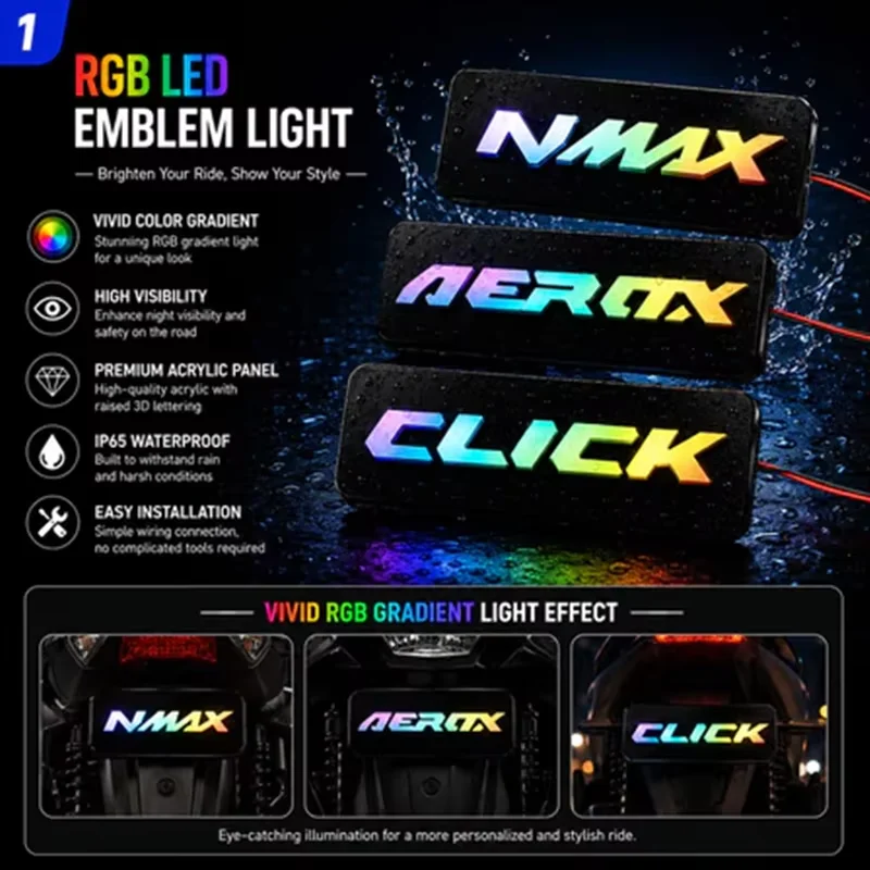 Motorcycle Reflective Logo Sticker Waterproof Gradient Design Click ADV Modification Decoration For HONDA For YAMAHA For SUZUKI