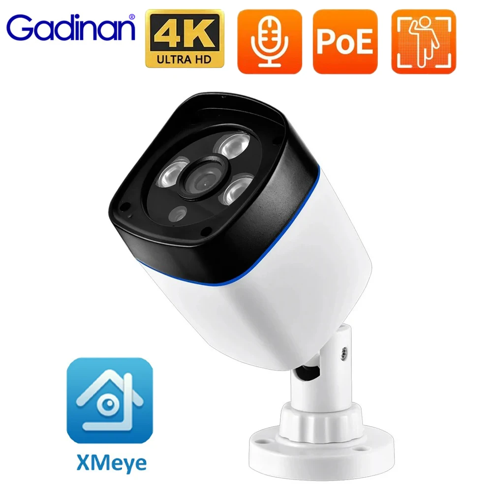 Gadinan-cámara IP HD 4K POE, 8MP, 5MP, 4MP, 3MP, seguridad al aire libre, impermeable, detección humana, alerta de correo electrónico, bala, cámara CCTV, aplicación XMEYE