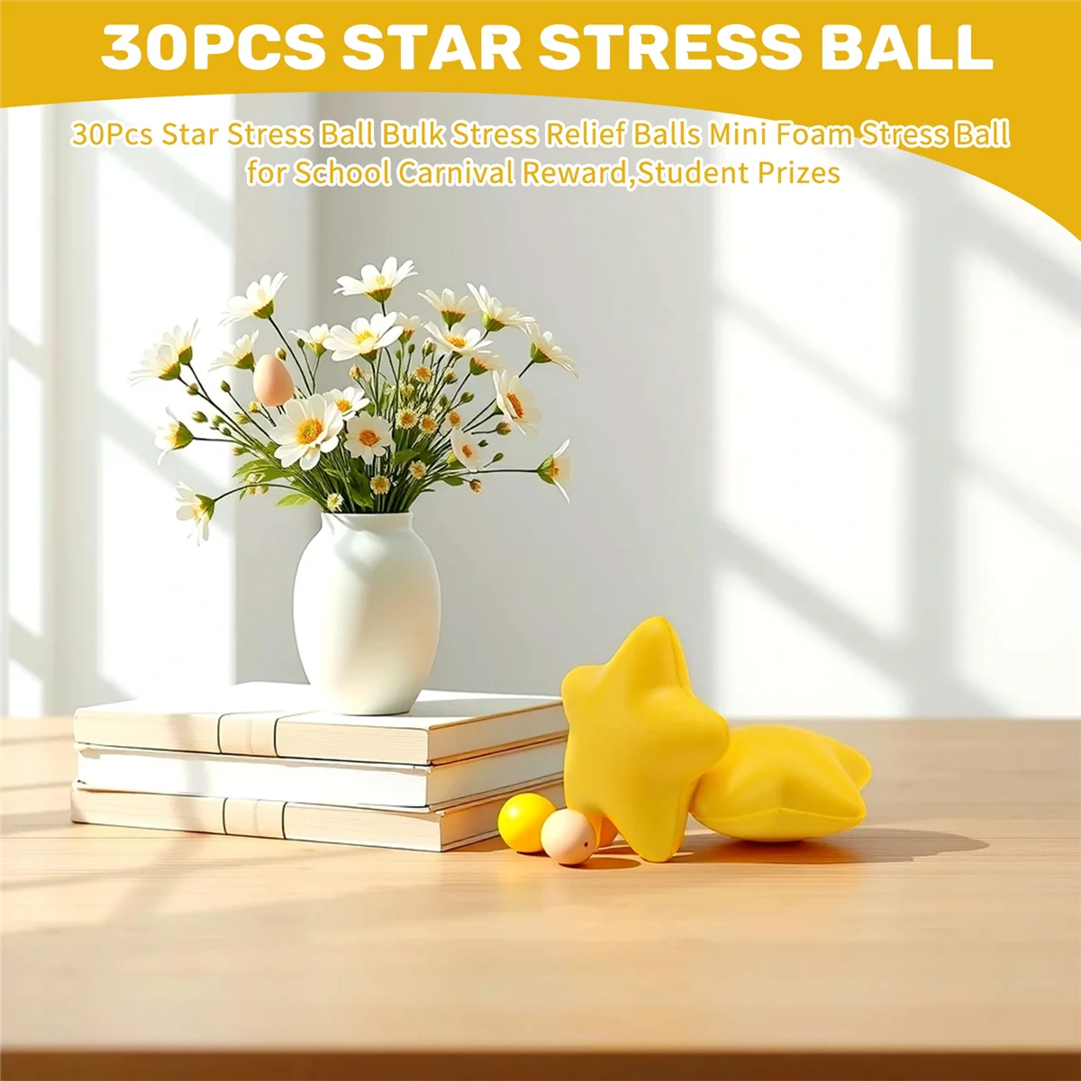 

HHTL 30 шт., мяч для снятия стресса со звездами, объемные шарики для снятия стресса, мини-мяч для снятия стресса из пенопласта для школы, карнавала, награды, студенческие призы