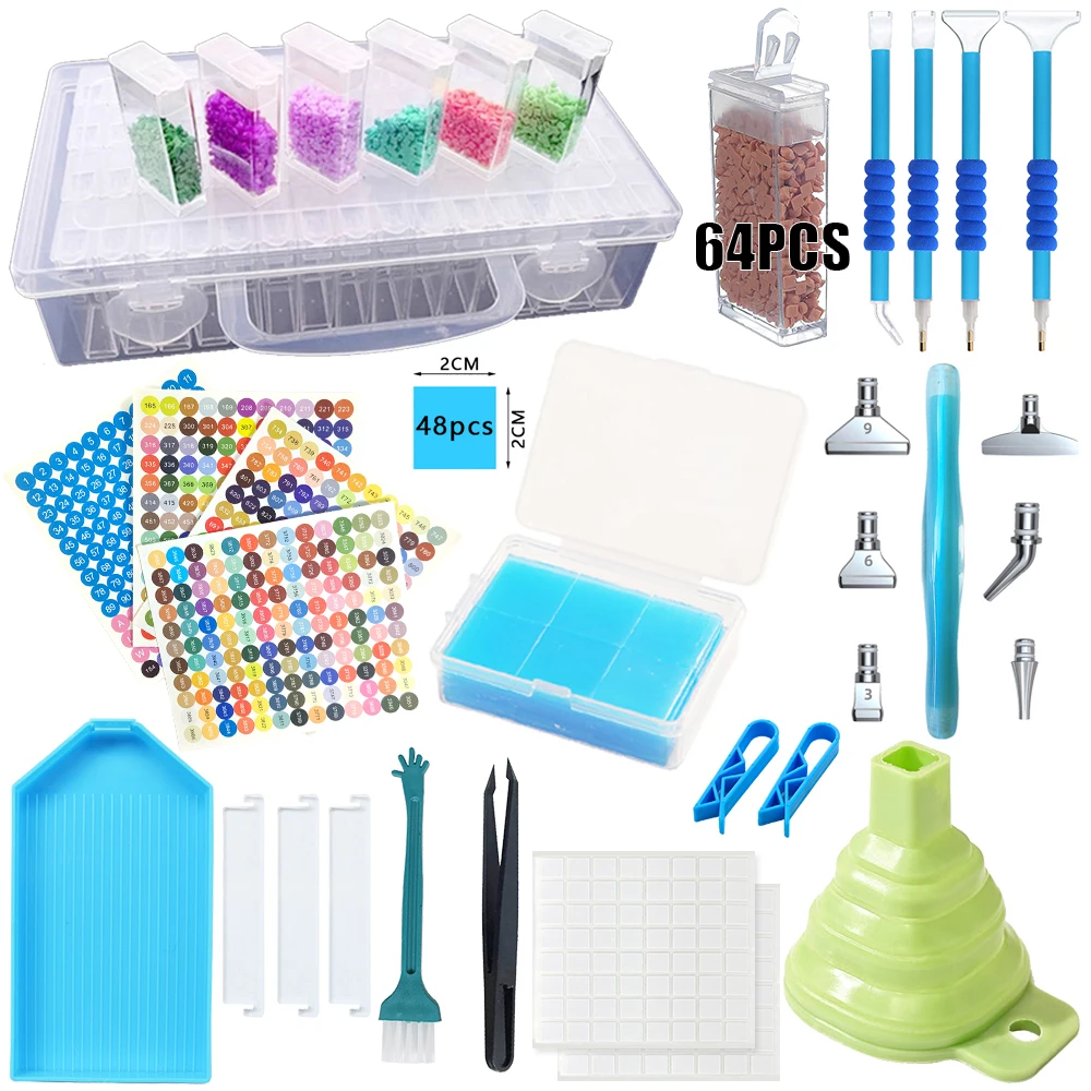 

Diamond Painting Storage Box with Stylus Mosaic Tips Jar Complete Tool Accessory Kit including Easel Ruler Glue for Art Supplies